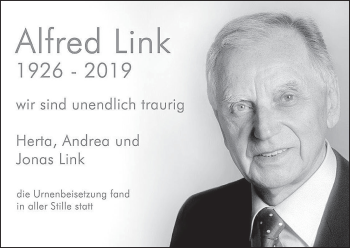 Anzeige von Alfred Link von MGO