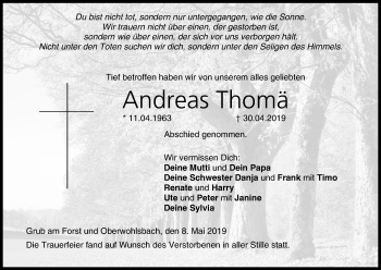 Anzeige von Andreas Thomä von MGO