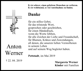 Anzeige von Anton Werner von MGO
