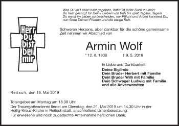 Anzeige von Armin Wolf von MGO