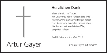 Anzeige von Artur Gayer von MGO