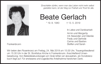 Anzeige von Beate Gerlach von MGO