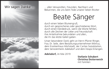 Anzeige von Beate Sänger von MGO