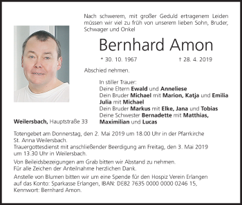 Anzeige von Bernhard Amon von MGO