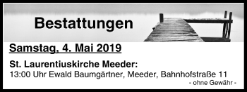 Anzeige von Bestattungen vom 04.05.2019 von MGO
