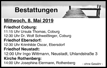 Anzeige von Bestattungen vom 08.05.2019 von MGO
