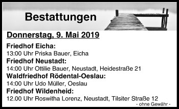 Anzeige von Bestattungen vom 09.05.2019 von MGO
