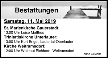 Anzeige von Bestattungen vom 11.05.2019 von MGO