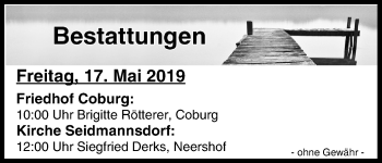 Anzeige von Bestattungen vom 17.05.2019 von MGO