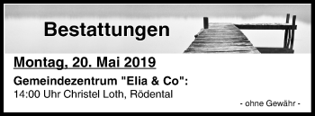 Anzeige von Bestattungen vom 20.05.2019 von MGO