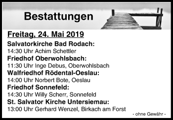 Anzeige von Bestattungen vom 24.05.2019 von MGO