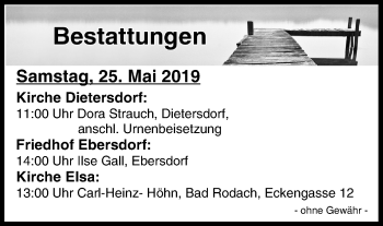 Anzeige von Bestattungen vom 25.05.2019 von MGO
