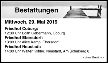 Anzeige von Bestattungen vom 29.05.2019 von MGO