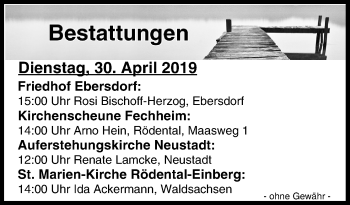 Anzeige von Bestattungen vom 30.04.2019 von MGO