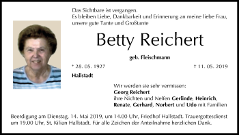 Anzeige von Betty Reichert von MGO