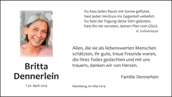 Anzeige von Britta Dennerlein von MGO
