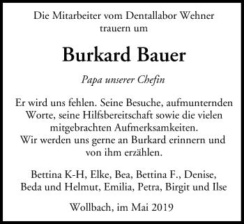 Anzeige von Burkard Bauer von MGO