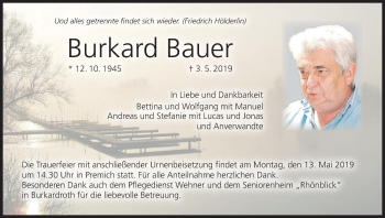 Anzeige von Burkard Bauer von MGO