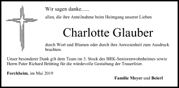 Anzeige von Charlotte Glauber von MGO