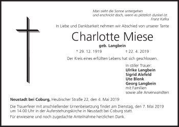 Anzeige von Charlotte Miese von MGO