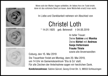 Anzeige von Christel Loth von MGO