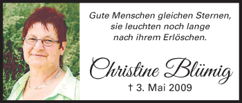 Anzeige von Christine Blümig von MGO