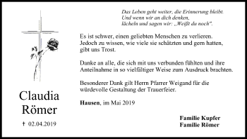 Anzeige von Claudia Römer von MGO