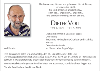 Anzeige von Dieter Voll von MGO