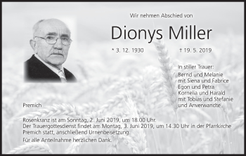 Anzeige von Dionys Miller von MGO