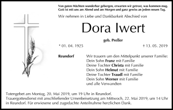 Anzeige von Dora Iwert von MGO