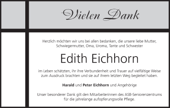 Anzeige von Edith Eichhorn von MGO