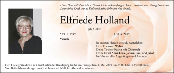 Anzeige von Elfriede Holland von MGO