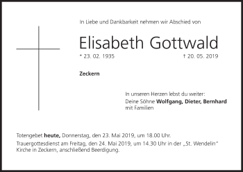 Anzeige von Elisabeth Gottwald von MGO