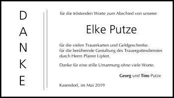 Anzeige von Elke Putze von MGO