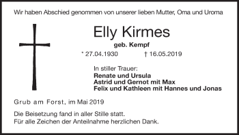 Anzeige von Elly Kirmes von MGO