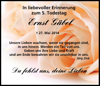 Anzeige von Ernst Gäbel von MGO