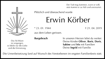 Anzeige von Erwin Körber von MGO