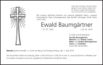 Anzeige von Ewald Baumgärtner von MGO