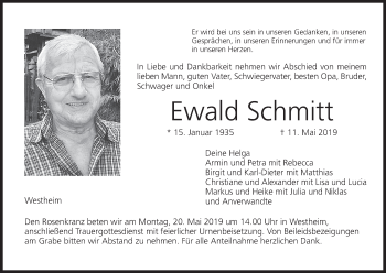 Anzeige von Ewald Schmitt von MGO