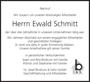 Anzeige von Ewald Schmitt von MGO