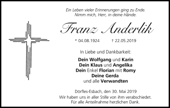 Anzeige von Franz Anderlik von MGO