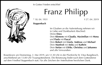 Anzeige von Franz Philipp von MGO
