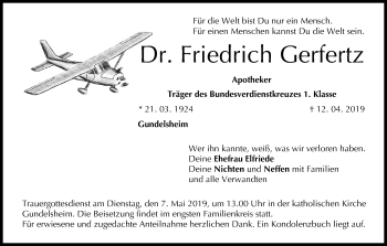 Anzeige von Friedrich Gerfertz von MGO