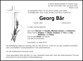 Anzeige von Georg Bär von MGO