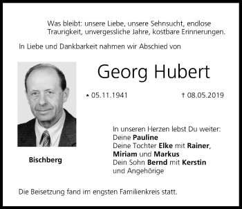 Anzeige von Georg Hubert von MGO