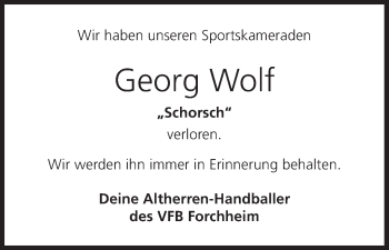 Anzeige von Georg Wolf von MGO
