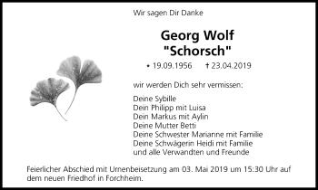 Anzeige von Georg Wolf von MGO