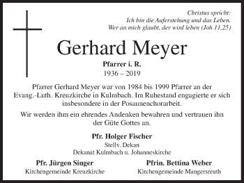 Anzeige von Gerhard Meyer von MGO