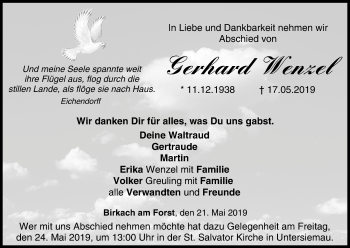 Anzeige von Gerhard Wenzel von MGO
