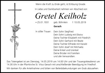 Anzeige von Gretel Keilholz von MGO
